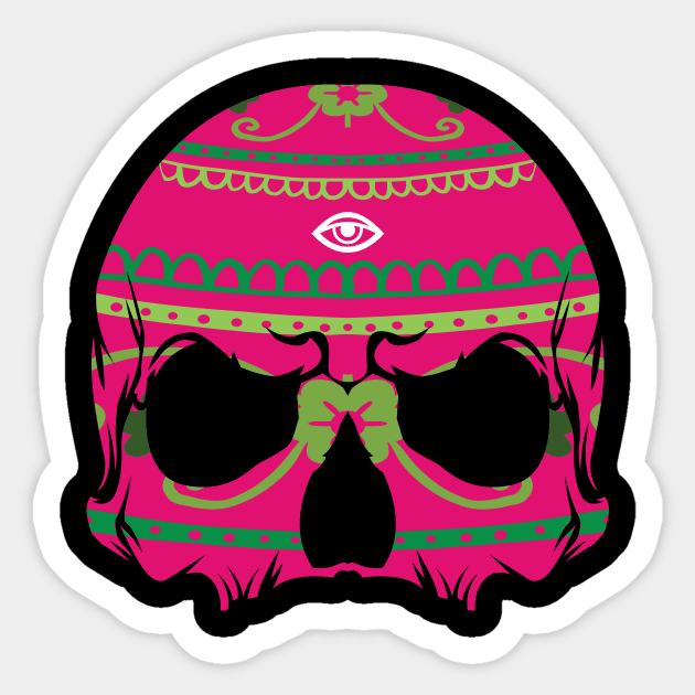 Beautiful Skull T-shirt with marijuana color and one eye Sticker by blackdesain99